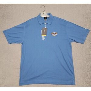 Brickyard 400 Shirt Mens Large Blue NASCAR Race Polo Nike Golf Dri Fit 2003 Tag